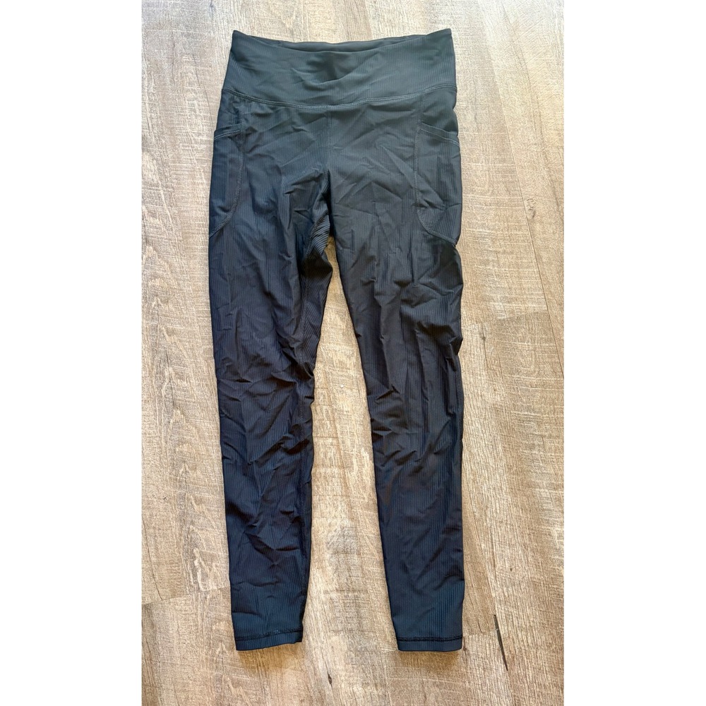 Old Navy Active Powersoft High-Rise Ribbed Leggings Black L Tall Go-Dry Pockets